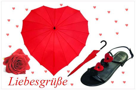 Liebesgruesse am Valentinstag, Herzschirm doppler, Schuhe mit Herzen Stuart Weitzman