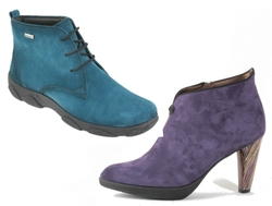 Veloursboots in Trendfarben Petrol und Lila