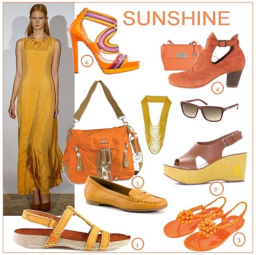 Schuhe und Accessoires leuchten im Sommer 2014 in satten Gelb- und Orange-Tönen mit der Sonne um die Wette.