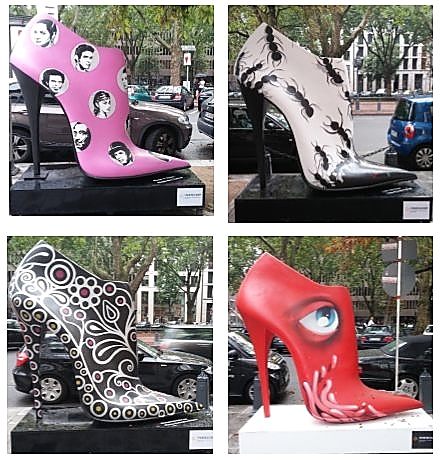 Spanische Künstler gestalteten für das  Projekt "Shoe Street Art"  zwei Meter hohe Pumps.