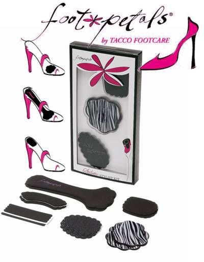 Das Foot Petals SOS Stylist Kit enthält Ballenpolster, Fersenpolster, Fersenhalter, Rutschbremse und Streifen für Riemchensandalen 