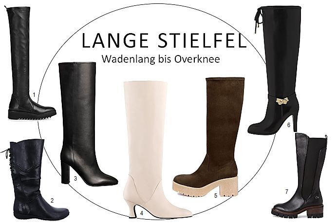 Stiefeltrends: lange Stiefel, stiefel, die bis unters Knie und übers knie gehen