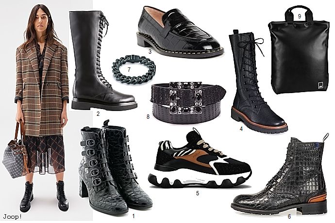 schuhtrends_2021/22: schwarze Stiefel, Boots und Sneaker 