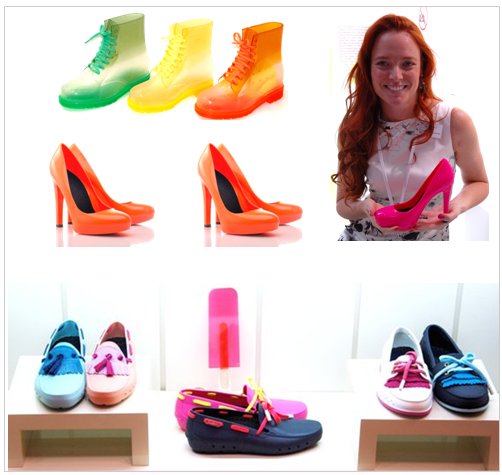 Quitsch-bunte Plastikschuhe Sommer 2014