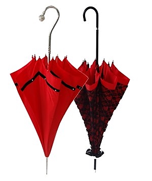 Regenschirme mit Spitze und Perlen Rot-schwarz